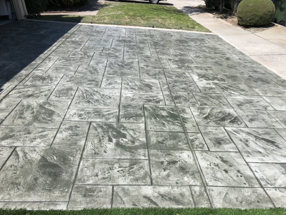 Stamped concrete driveway
